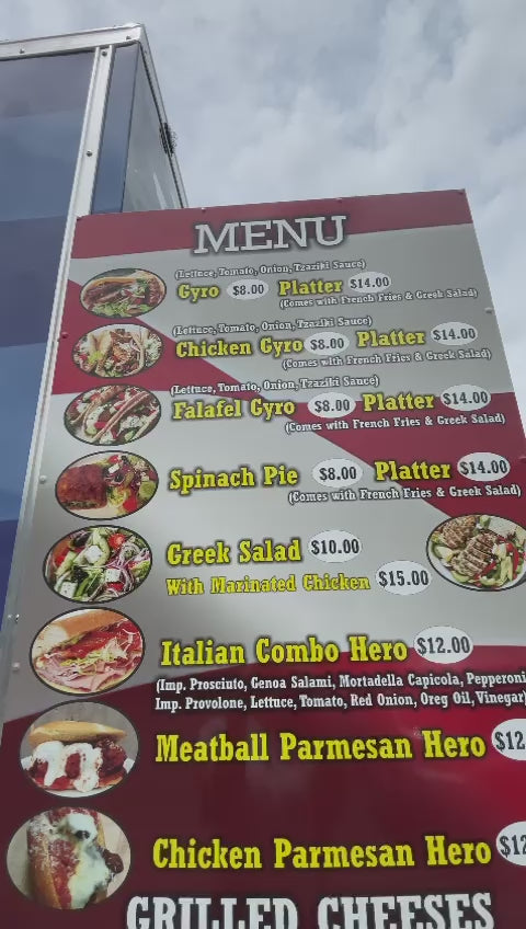 Customized Signs with vinyl wrap (Example Menu)